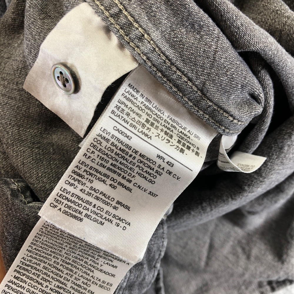 Levis Shirt Mens Large Charcoal Denim Pearl Snap Western Rodeo Long Sleeve - Picture 6 of 11